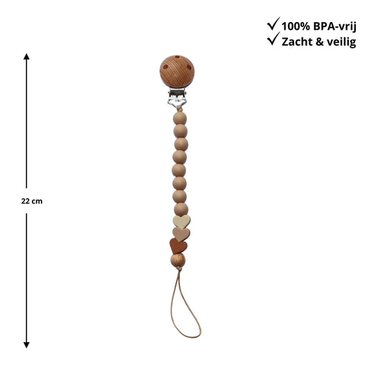 Zibbi Little Hearts Speenkoord Sand Beige
