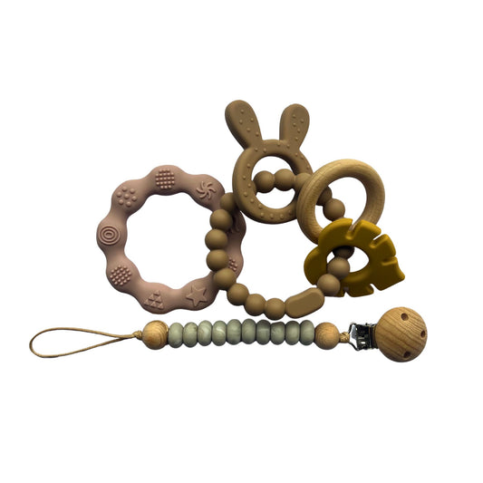 Zibbi Nature Bunny - Set 3 delig Bijtring & Speenkoord