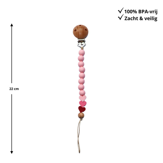 Zibbi Little Hearts Speenkoord Blossom Pink – BPA-vrij