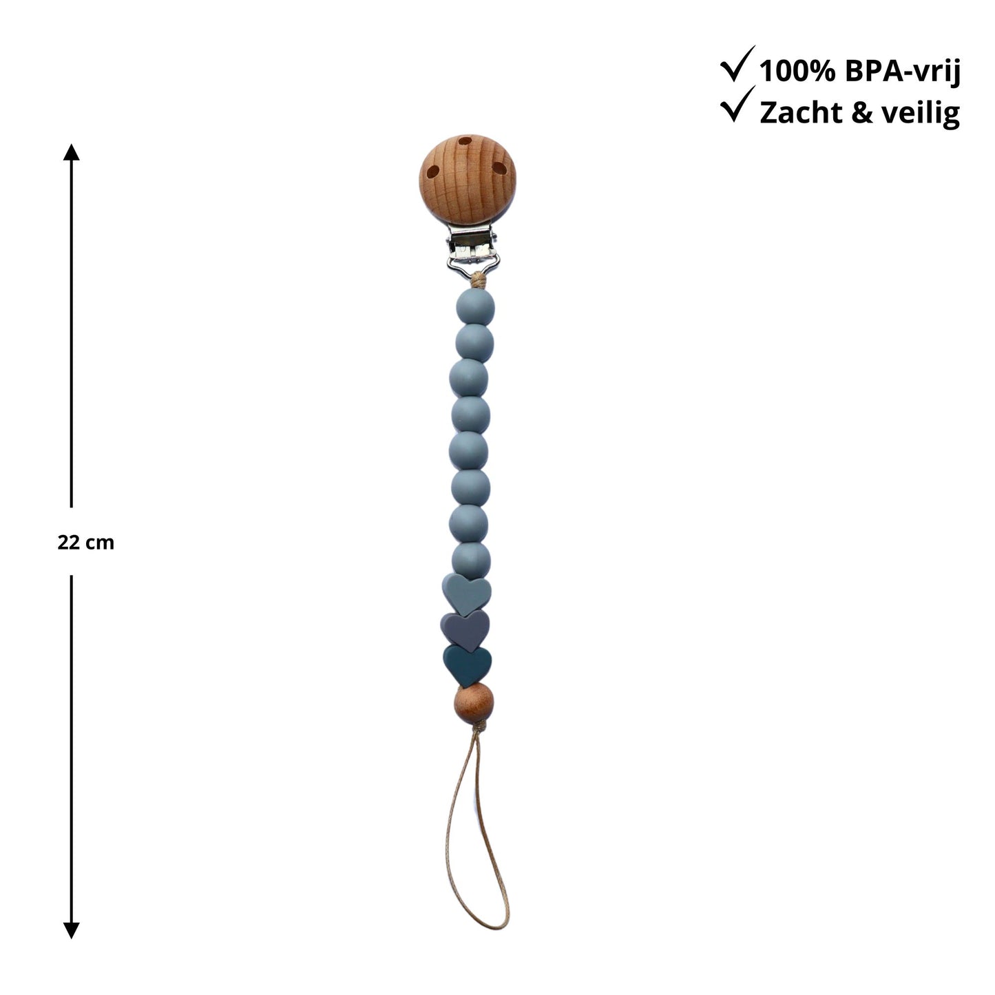 Zibbi Little Hearts Speenkoord Sage Blue