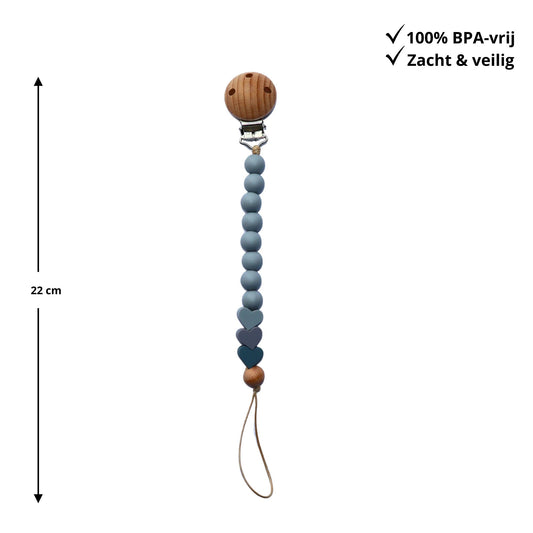 Zibbi Little Hearts Speenkoord Sage Blue